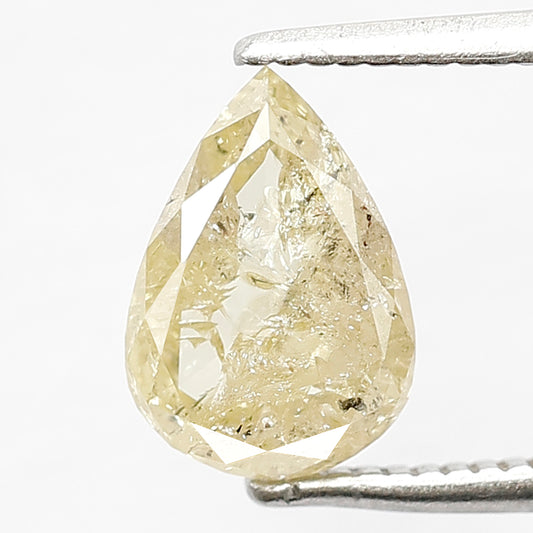 1.43 CT PEAR Shape Natural Loose Diamond, 8 mm pear shape salt and pepper Diamond, yellowish translucent color Diamond for making fancy ring
