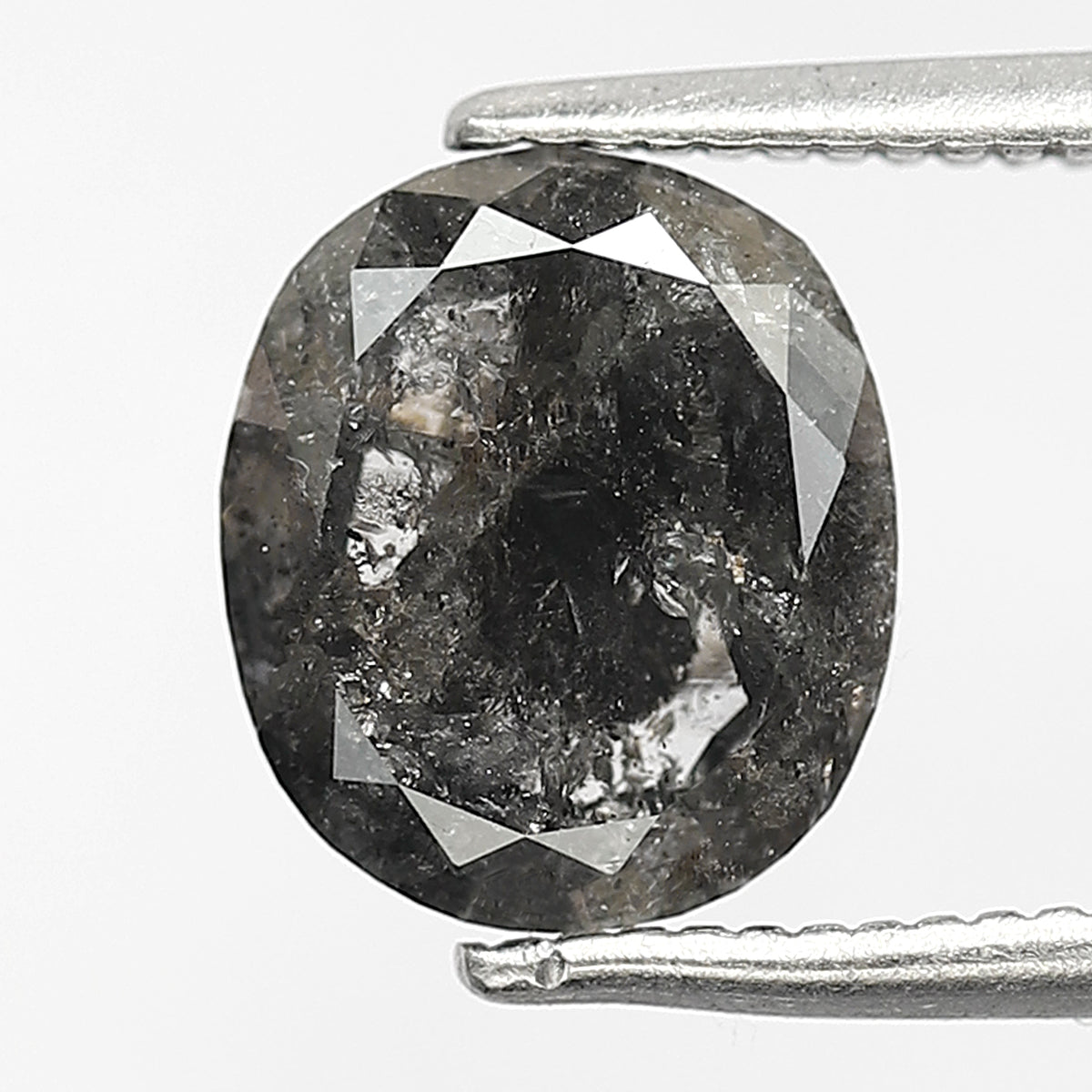2.16 CT Oval Shape Salt and Pepper Diamond, 8.5 mm Natural Gray Black Loose Diamond For Anniversary Ring
