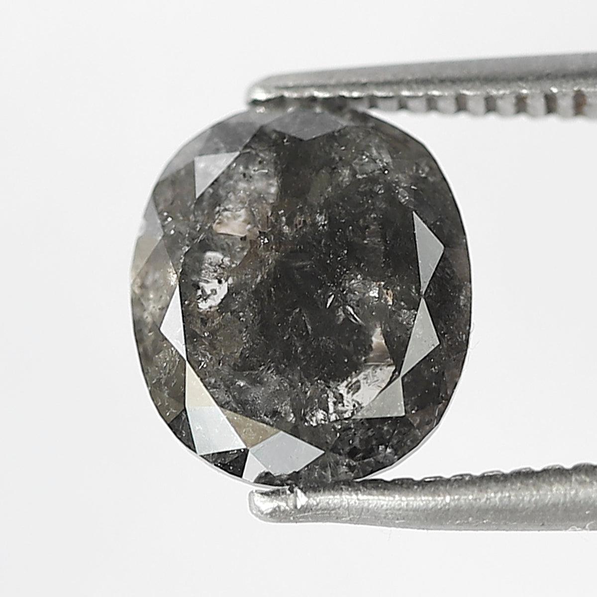 2.16 CT Oval Shape Salt and Pepper Diamond, 8.5 mm Natural Gray Black Loose Diamond For Anniversary Ring