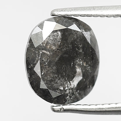 2.16 CT Oval Shape Salt and Pepper Diamond, 8.5 mm Natural Gray Black Loose Diamond For Anniversary Ring