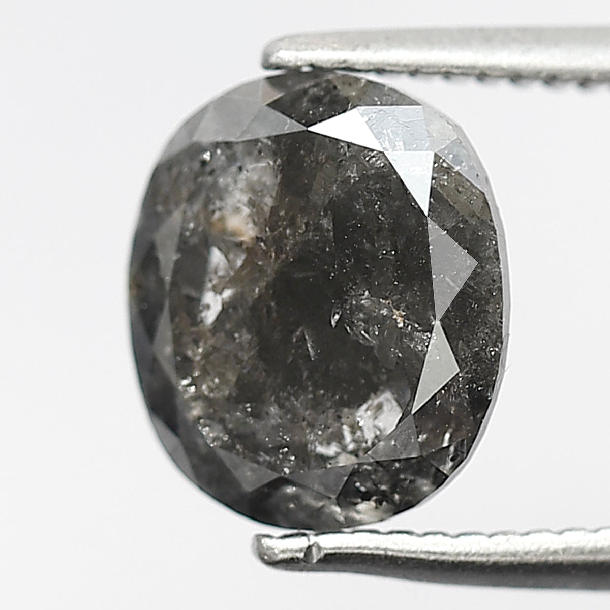 2.16 CT Oval Shape Salt and Pepper Diamond, 8.5 mm Natural Gray Black Loose Diamond For Anniversary Ring