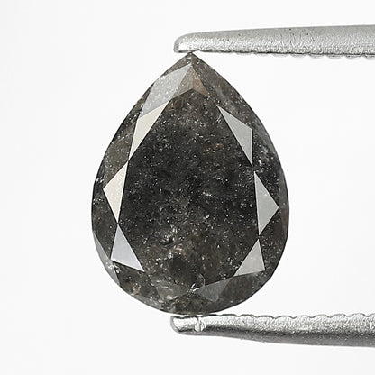 1.64 CT Pear Shape Salt and Pepper Diamond | Natural Gray Black Conflict Free Loose Diamond for Proposal Ring
