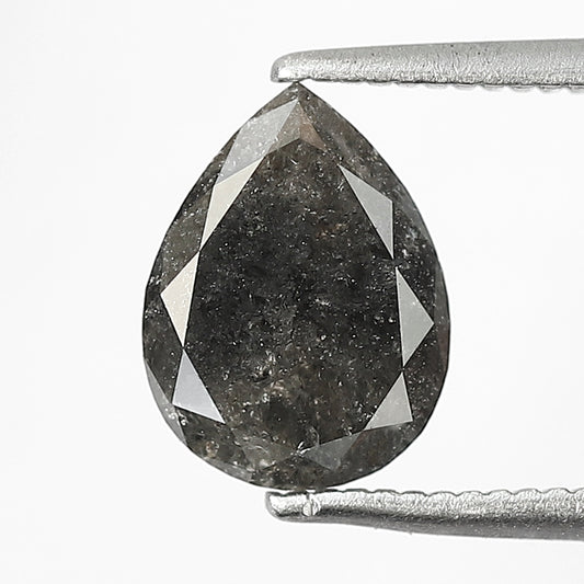 1.64 CT Pear Shape Salt and Pepper Diamond | Natural Gray Black Conflict Free Loose Diamond for Proposal Ring