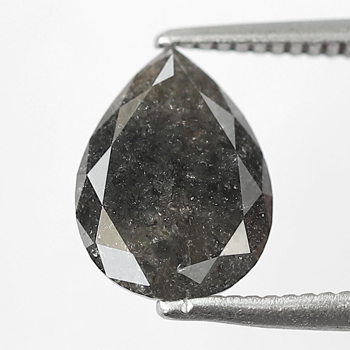 1.64 CT Pear Shape Salt and Pepper Diamond | Natural Gray Black Conflict Free Loose Diamond for Proposal Ring