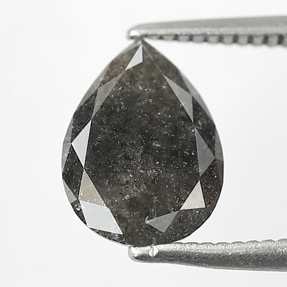 1.64 CT Pear Shape Salt and Pepper Diamond | Natural Gray Black Conflict Free Loose Diamond for Proposal Ring