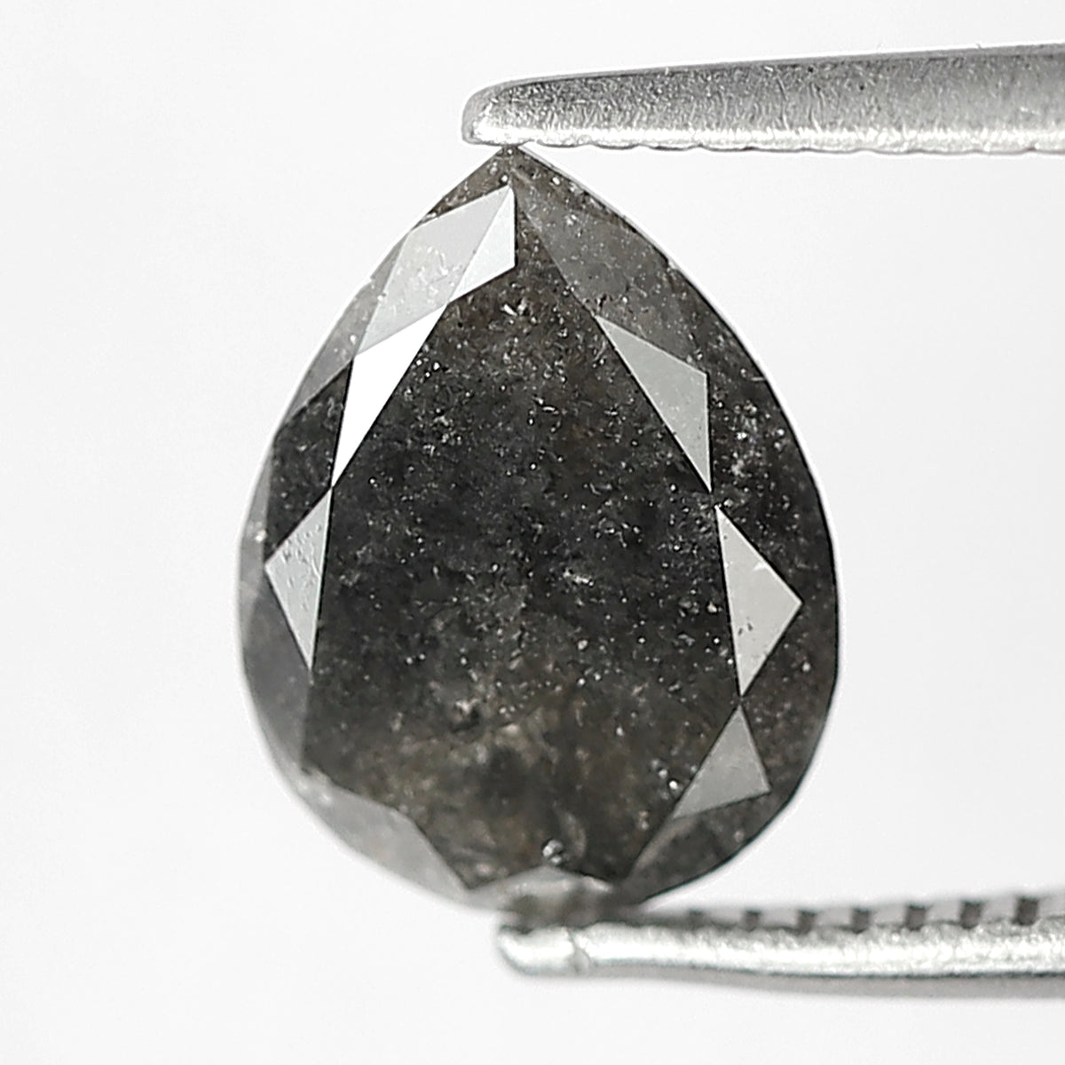 1.64 CT Pear Shape Salt and Pepper Diamond | Natural Gray Black Conflict Free Loose Diamond for Proposal Ring