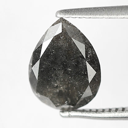 1.64 CT Pear Shape Salt and Pepper Diamond | Natural Gray Black Conflict Free Loose Diamond for Proposal Ring