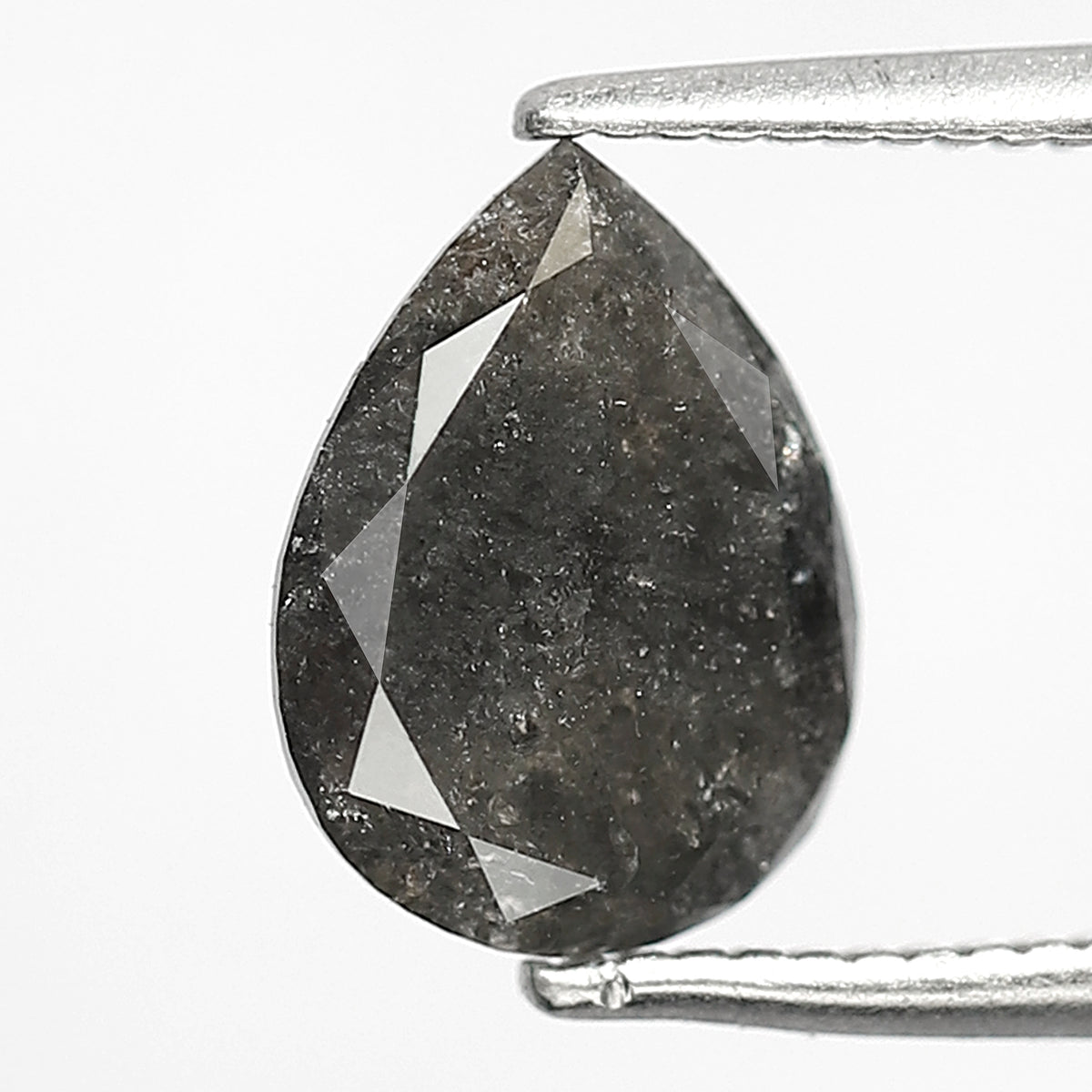 1.64 CT Pear Shape Salt and Pepper Diamond | Natural Gray Black Conflict Free Loose Diamond for Proposal Ring