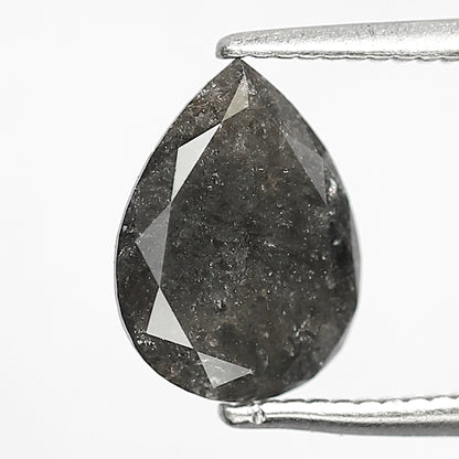 1.64 CT Pear Shape Salt and Pepper Diamond | Natural Gray Black Conflict Free Loose Diamond for Proposal Ring
