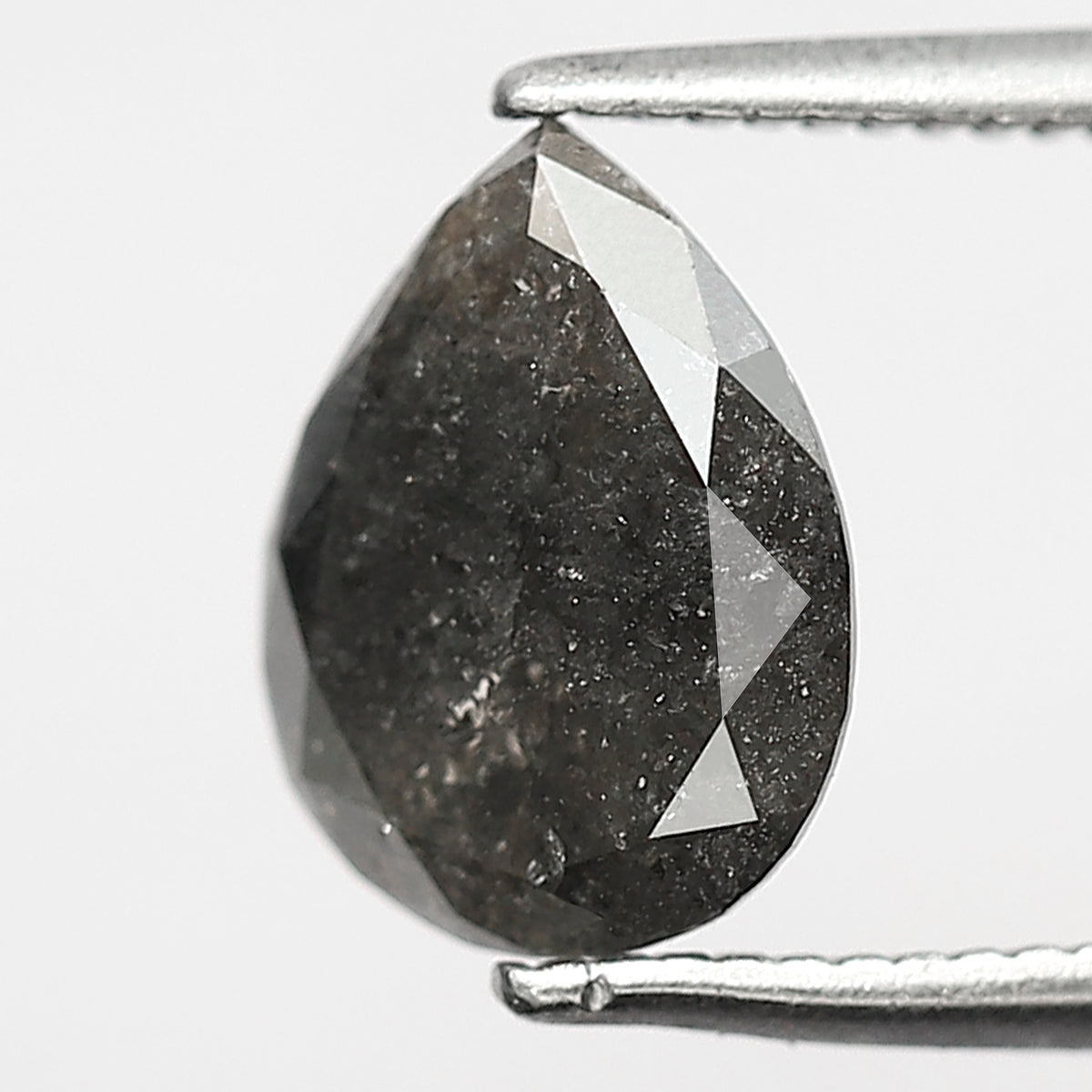 1.64 CT Pear Shape Salt and Pepper Diamond | Natural Gray Black Conflict Free Loose Diamond for Proposal Ring