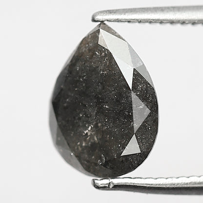 1.64 CT Pear Shape Salt and Pepper Diamond | Natural Gray Black Conflict Free Loose Diamond for Proposal Ring