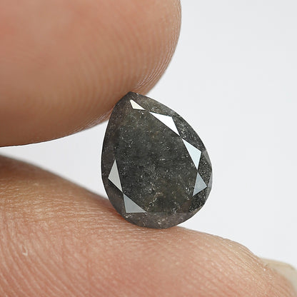 1.64 CT Pear Shape Salt and Pepper Diamond | Natural Gray Black Conflict Free Loose Diamond for Proposal Ring