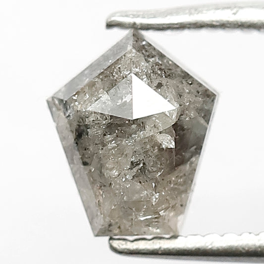 1.29 CT Unique Geometric Shape Diamond Loose Natural Grey Black Color Diamond 7.6 MM Conflict Free Salt and Pepper Diamond