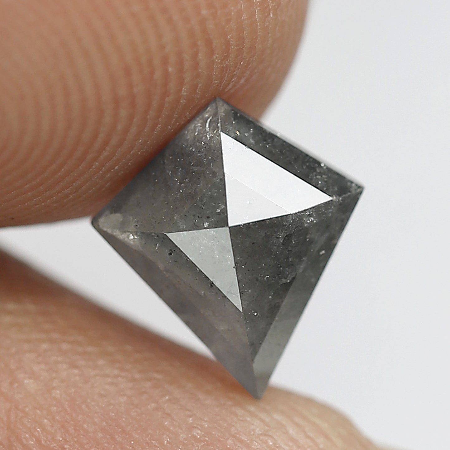 1.70 CT Kite Shape Salt and Pepper Diamond, 9.20 x 8.20 mm Natural Earth Mined Loose Diamond For Bridal Ring and Jewelry
