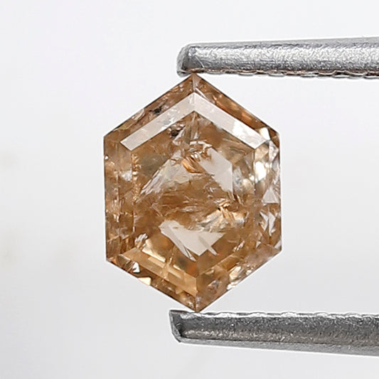 Natural Elongate Hexagon 0.63 CT Loose Diamond, 6.10 mm Natural Brown Rustic Diamond For Pendant Jewelry