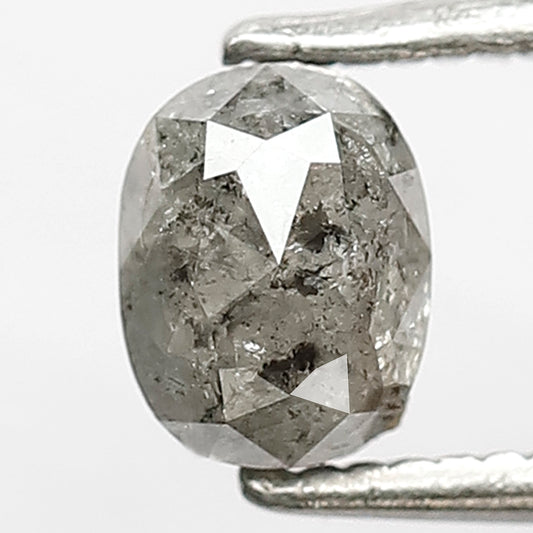 0.89 CT Conflict Free Oval Shape Diamond 5.7 MM Loose Natural Grey Black Color Diamond Earth Mined Salt and Pepper Diamond