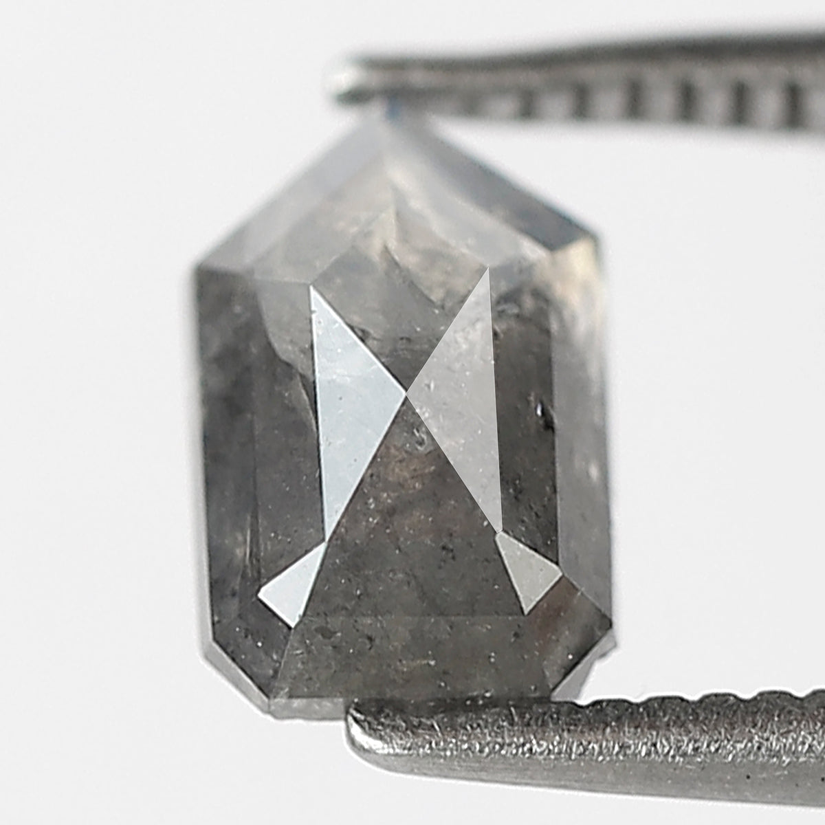 1.11 CT Geometric cut Salt and Pepper Loose Diamond, 7.80 mm Natural Misty Gray Black Diamond For Custom Jewelry
