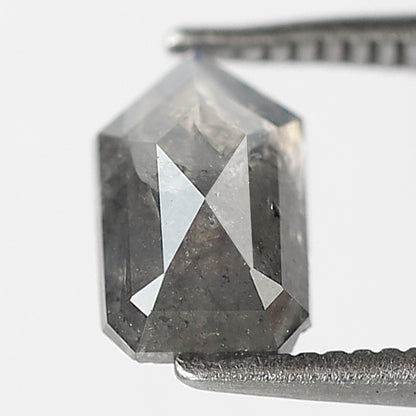 1.11 CT Geometric cut Salt and Pepper Loose Diamond, 7.80 mm Natural Misty Gray Black Diamond For Custom Jewelry