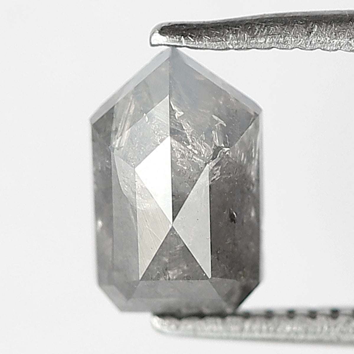 1.11 CT Geometric cut Salt and Pepper Loose Diamond, 7.80 mm Natural Misty Gray Black Diamond For Custom Jewelry