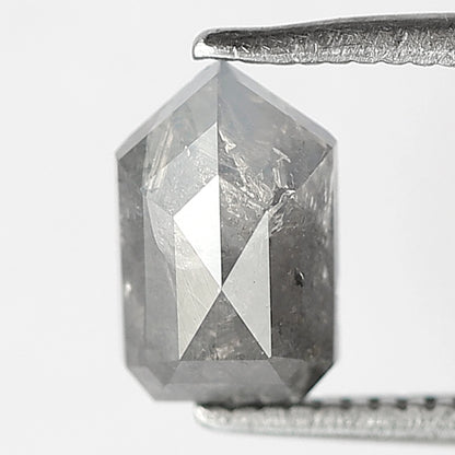 1.11 CT Geometric cut Salt and Pepper Loose Diamond, 7.80 mm Natural Misty Gray Black Diamond For Custom Jewelry
