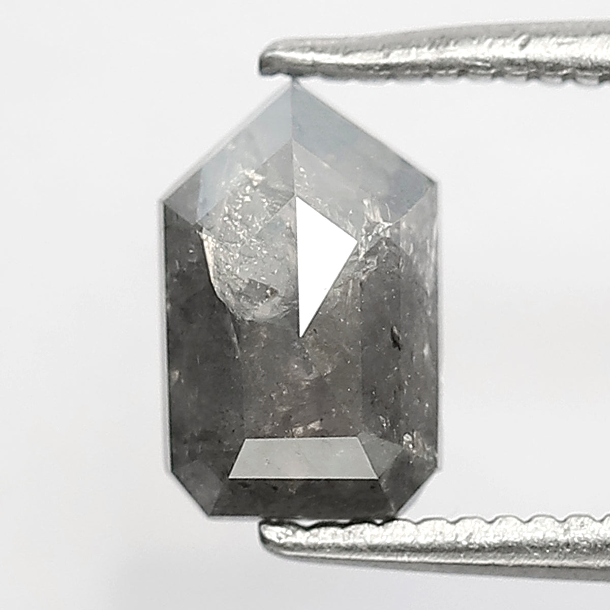 1.11 CT Geometric cut Salt and Pepper Loose Diamond, 7.80 mm Natural Misty Gray Black Diamond For Custom Jewelry