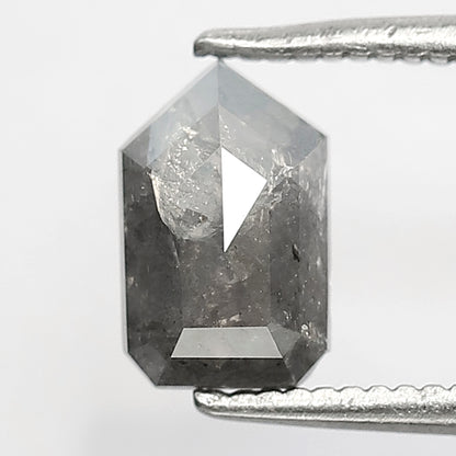 1.11 CT Geometric cut Salt and Pepper Loose Diamond, 7.80 mm Natural Misty Gray Black Diamond For Custom Jewelry