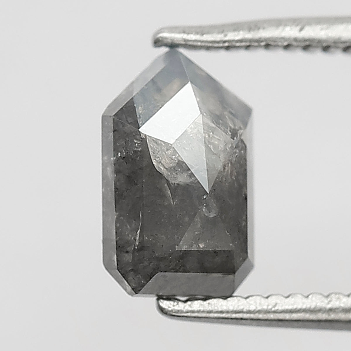 1.11 CT Geometric cut Salt and Pepper Loose Diamond, 7.80 mm Natural Misty Gray Black Diamond For Custom Jewelry