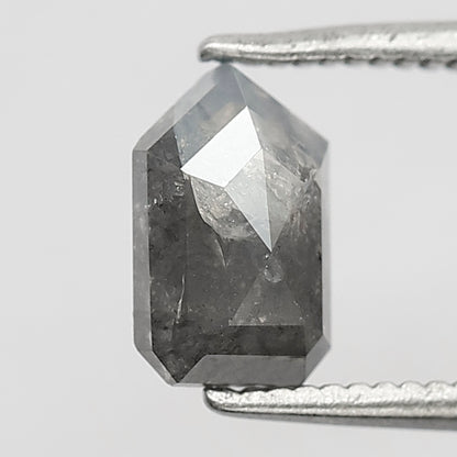 1.11 CT Geometric cut Salt and Pepper Loose Diamond, 7.80 mm Natural Misty Gray Black Diamond For Custom Jewelry