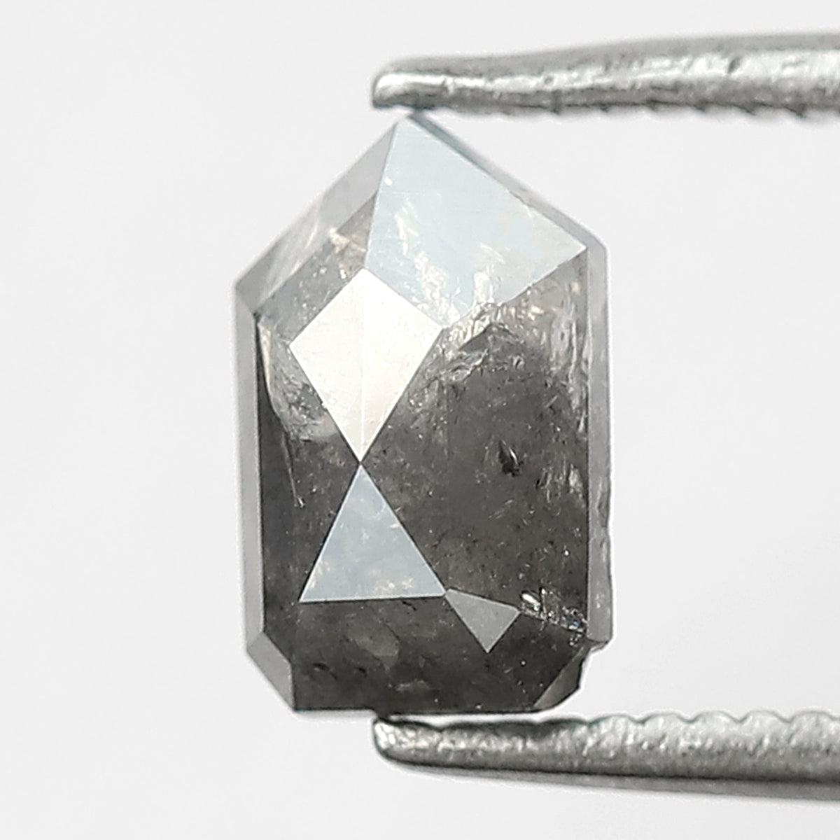 1.11 CT Geometric cut Salt and Pepper Loose Diamond, 7.80 mm Natural Misty Gray Black Diamond For Custom Jewelry
