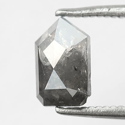 1.11 CT Geometric cut Salt and Pepper Loose Diamond, 7.80 mm Natural Misty Gray Black Diamond For Custom Jewelry