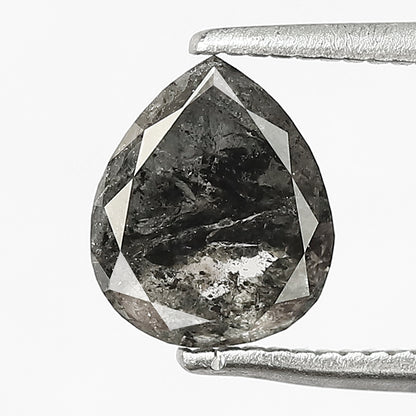 1.29 CT Pear Shape Salt and Pepper Diamond – Natural Gray Black Earth Mined Ethical Loose Diamond