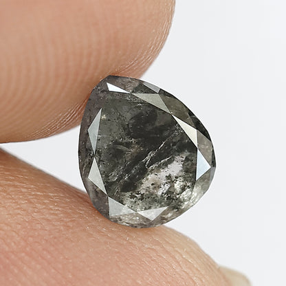 1.29 CT Pear Shape Salt and Pepper Diamond – Natural Gray Black Earth Mined Ethical Loose Diamond