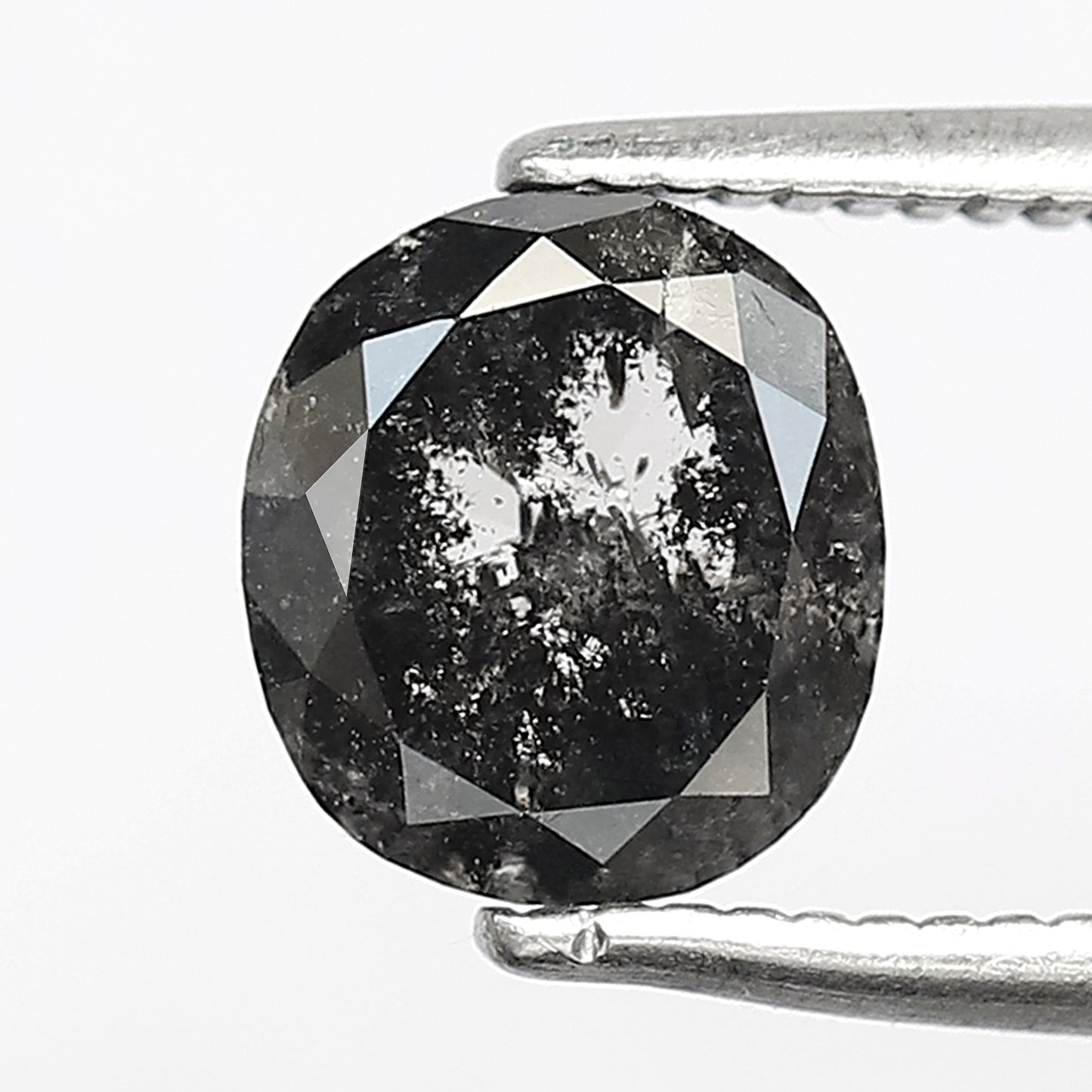 1.20 CT Translucent Oval Shape Diamond, 7.00 MM Natural Gray Black Salt and Pepper Diamond For Wedding Ring