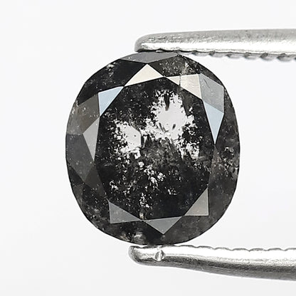 1.20 CT Translucent Oval Shape Diamond, 7.00 MM Natural Gray Black Salt and Pepper Diamond For Wedding Ring
