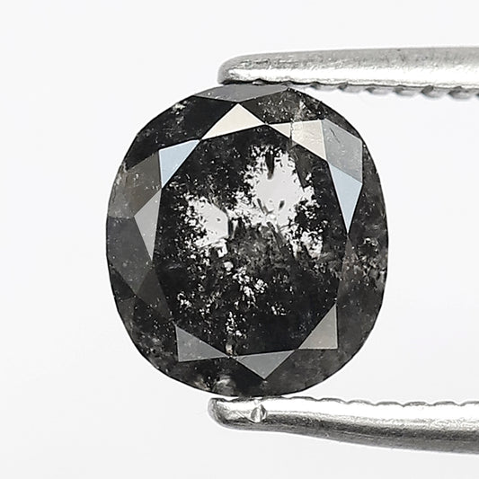 1.20 CT Translucent Oval Shape Diamond, 7.00 MM Natural Gray Black Salt and Pepper Diamond For Wedding Ring