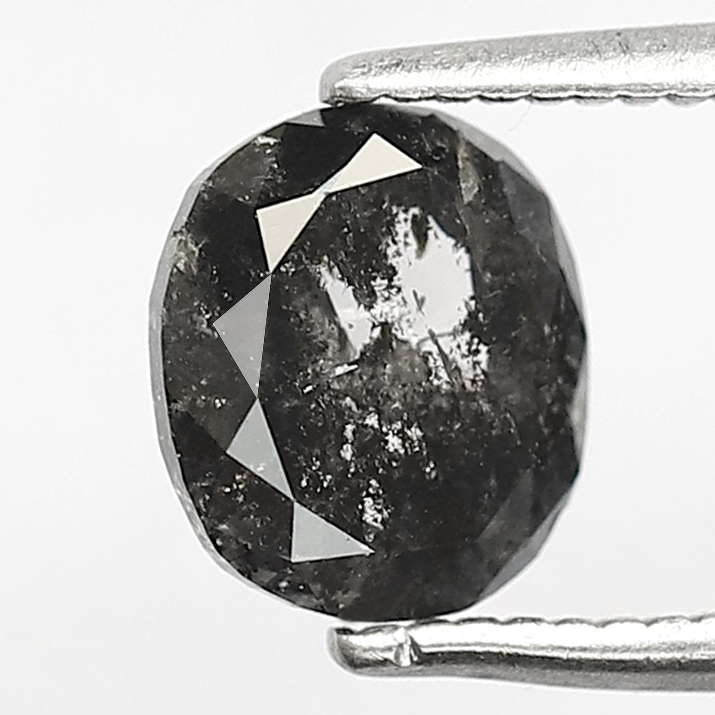1.20 CT Translucent Oval Shape Diamond, 7.00 MM Natural Gray Black Salt and Pepper Diamond For Wedding Ring