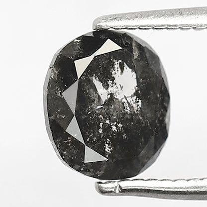 1.20 CT Translucent Oval Shape Diamond, 7.00 MM Natural Gray Black Salt and Pepper Diamond For Wedding Ring