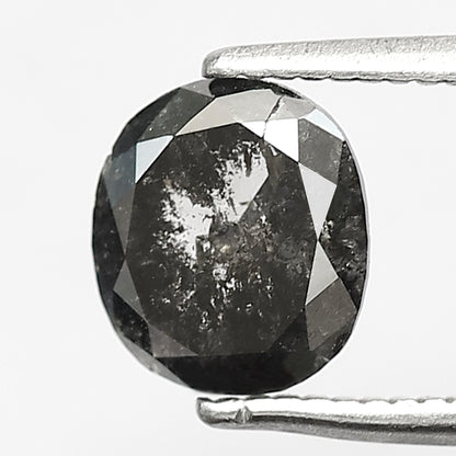 1.20 CT Translucent Oval Shape Diamond, 7.00 MM Natural Gray Black Salt and Pepper Diamond For Wedding Ring
