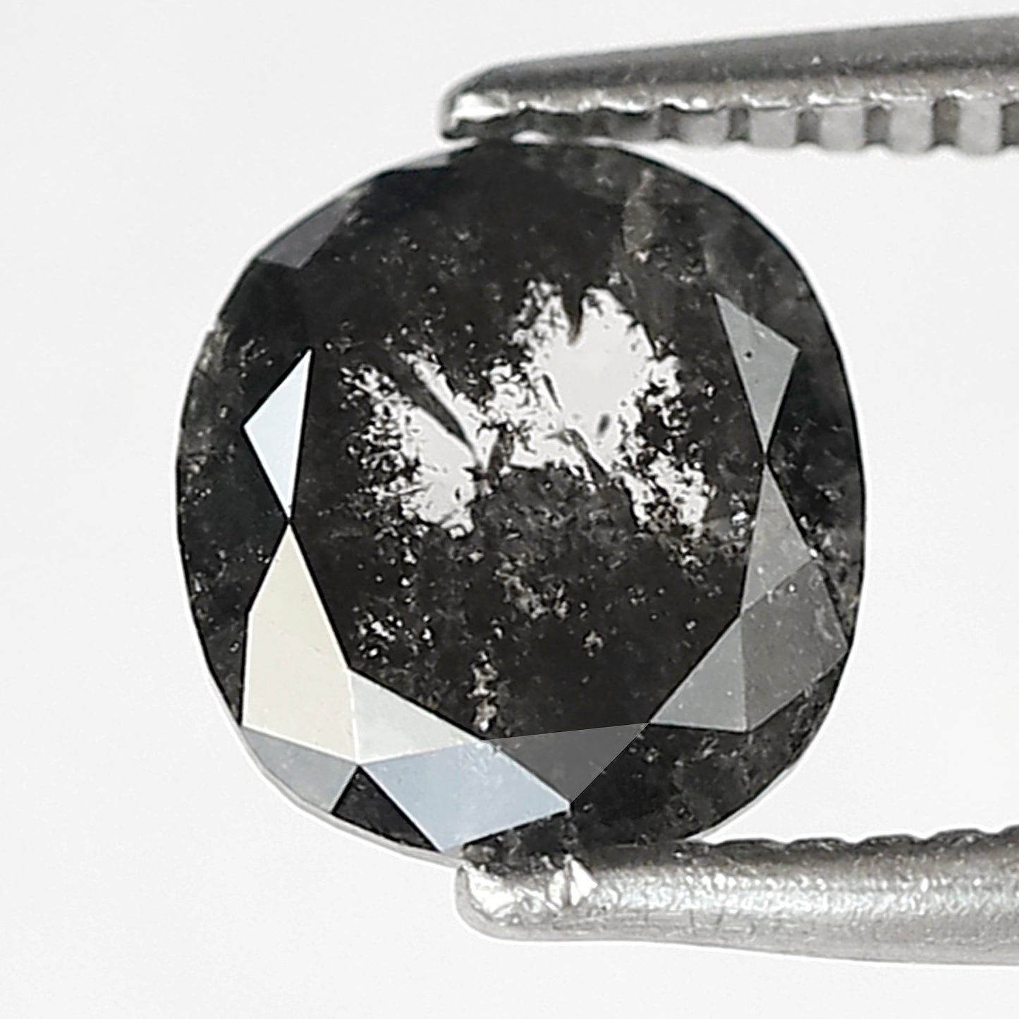 1.20 CT Translucent Oval Shape Diamond, 7.00 MM Natural Gray Black Salt and Pepper Diamond For Wedding Ring