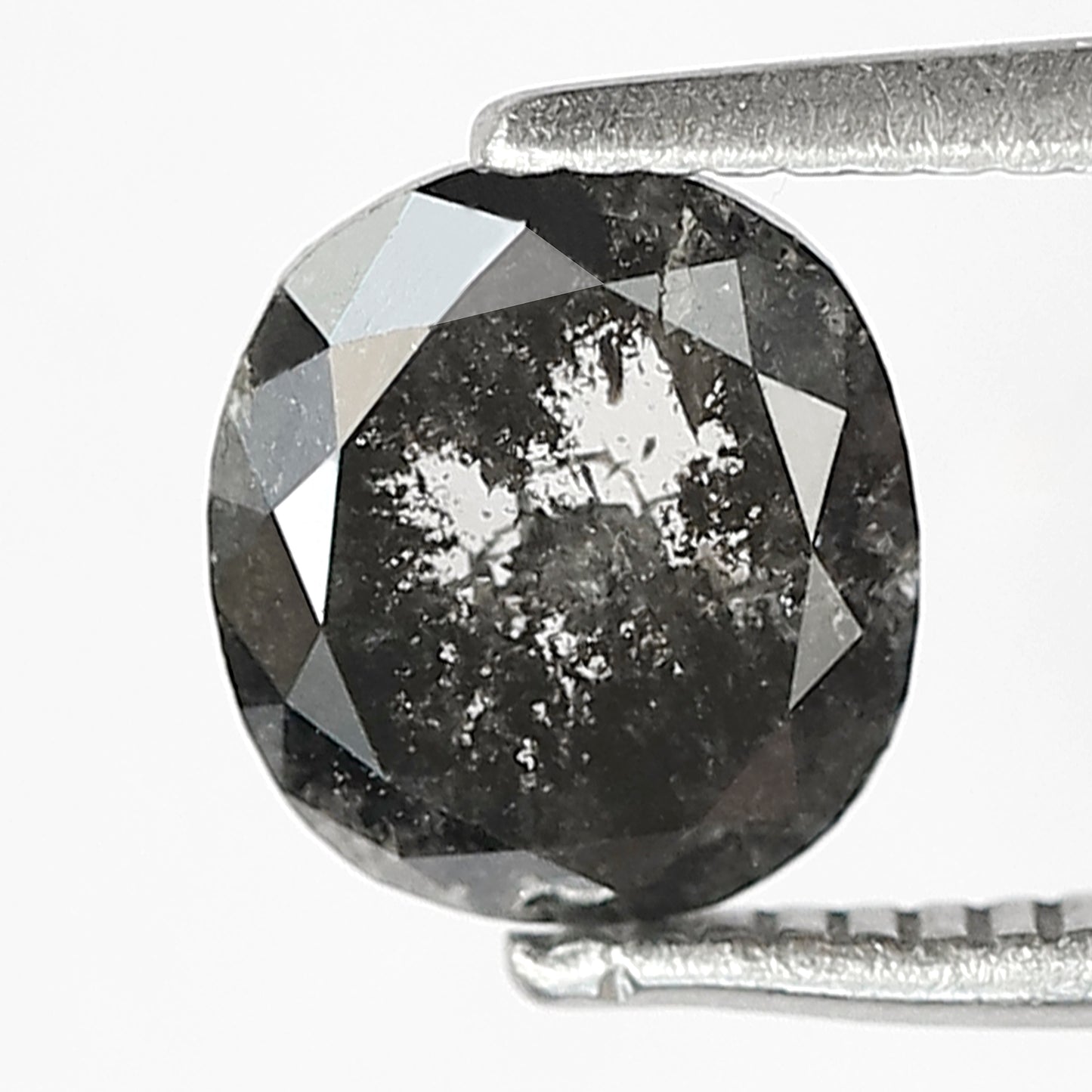 1.20 CT Translucent Oval Shape Diamond, 7.00 MM Natural Gray Black Salt and Pepper Diamond For Wedding Ring