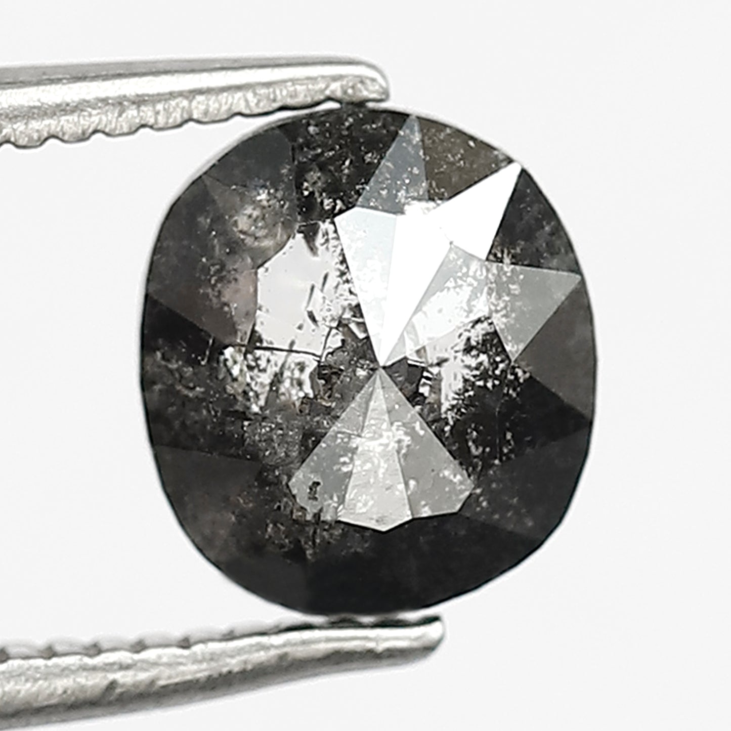 1.20 CT Translucent Oval Shape Diamond, 7.00 MM Natural Gray Black Salt and Pepper Diamond For Wedding Ring