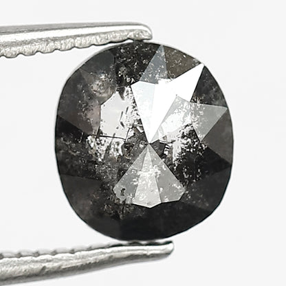 1.20 CT Translucent Oval Shape Diamond, 7.00 MM Natural Gray Black Salt and Pepper Diamond For Wedding Ring