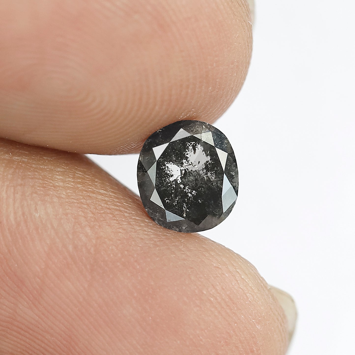 1.20 CT Translucent Oval Shape Diamond, 7.00 MM Natural Gray Black Salt and Pepper Diamond For Wedding Ring