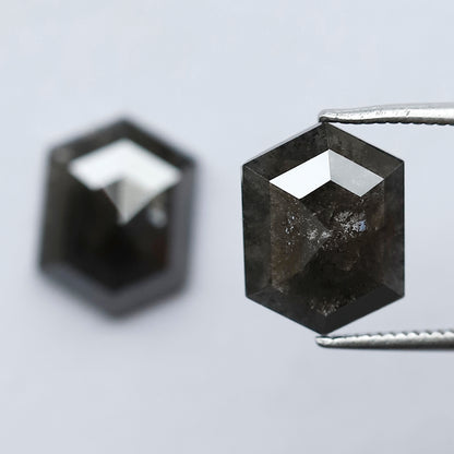 5.92 CT 11 MM Pair Of Elongated Hexagon Shape Diamond Rustic Loose Natural Diamond For Engagement Ring