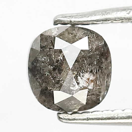 0.88 CT Natural Loose Cushion Shape Diamond Grey Black 5.4 MM Ethically Sourced Salt And Pepper Diamond