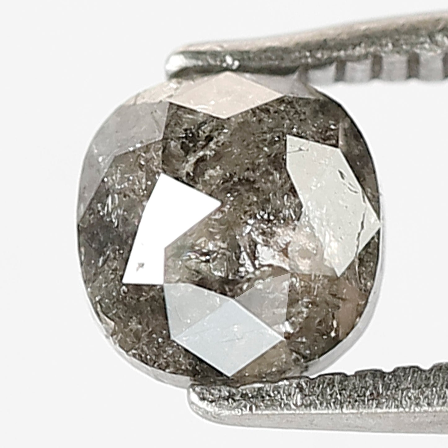 0.88 CT Natural Loose Cushion Shape Diamond Grey Black 5.4 MM Ethically Sourced Salt And Pepper Diamond