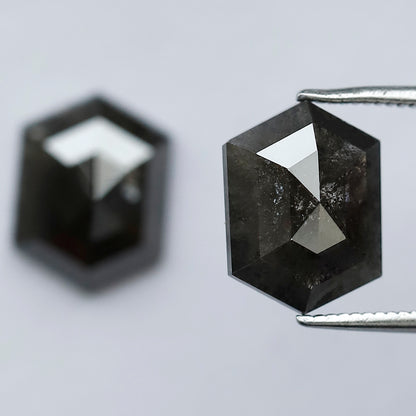 5.92 CT 11 MM Pair Of Elongated Hexagon Shape Diamond Rustic Loose Natural Diamond For Engagement Ring