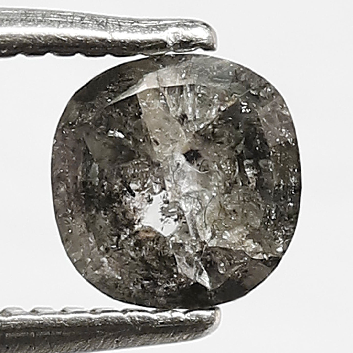 0.88 CT Natural Loose Cushion Shape Diamond Grey Black 5.4 MM Ethically Sourced Salt And Pepper Diamond