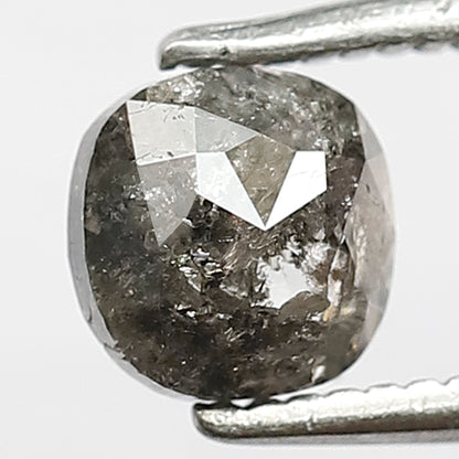 0.88 CT Natural Loose Cushion Shape Diamond Grey Black 5.4 MM Ethically Sourced Salt And Pepper Diamond