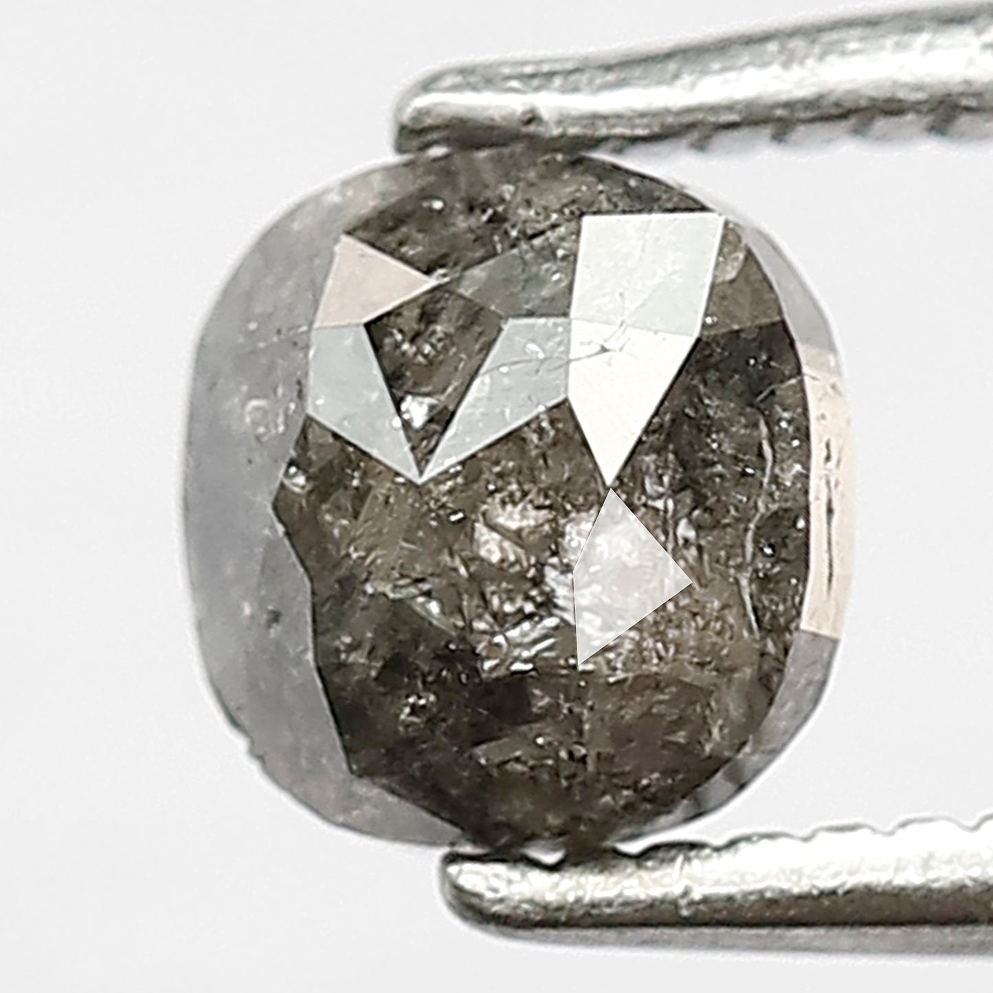 0.88 CT Natural Loose Cushion Shape Diamond Grey Black 5.4 MM Ethically Sourced Salt And Pepper Diamond